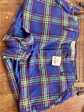 Y2K New Hollister Blue Plaid Shorts with Green Accent
